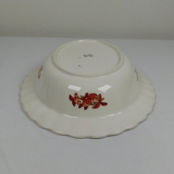 Spode Indian Tree 10 inch Oval Vegetable Bowl New Backstamp Orange Rust Scallop - Picture 11 of 12